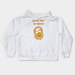 I Love You So Much Olive Sloth Kids Hoodie